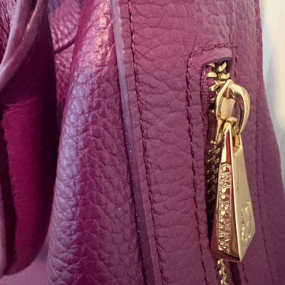 Ora Delphine Deep Red Leather Shoulder Bag - Picture 3 of 5